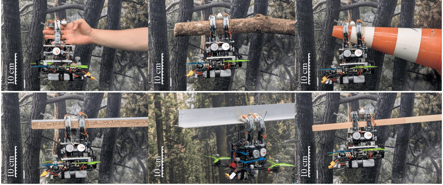 The hand supporting the MAV weight on six different structures